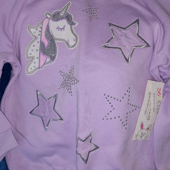 Girls Lavender Sequin Unicorn Ruffle Jersey Top NWT - Picture 4 of 5